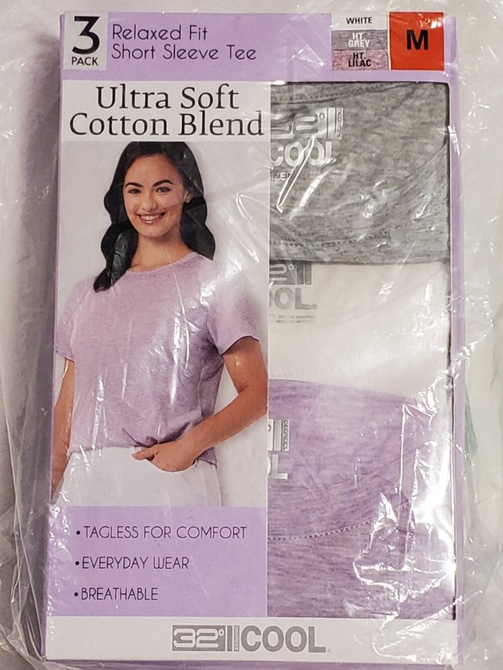 NEW! 32 Degrees Cool Ladies' Ultra Soft Cotton Blend Tees, 3 PACK  size: M